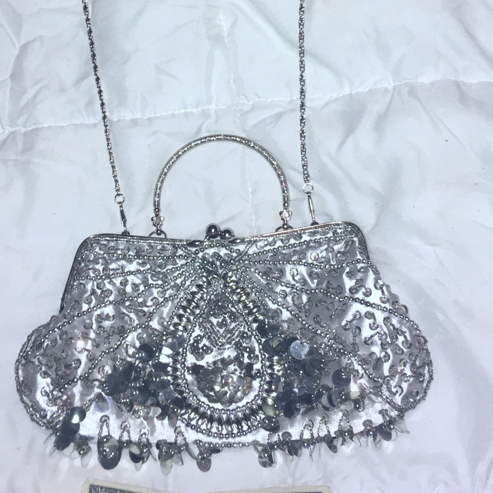 1920s Style Vintage  Silver Sparkle Clutch/purse